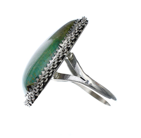 American Indian Genuine Sterling Silver Kingman Turquoise Ring Size 9-3/4 NN20206